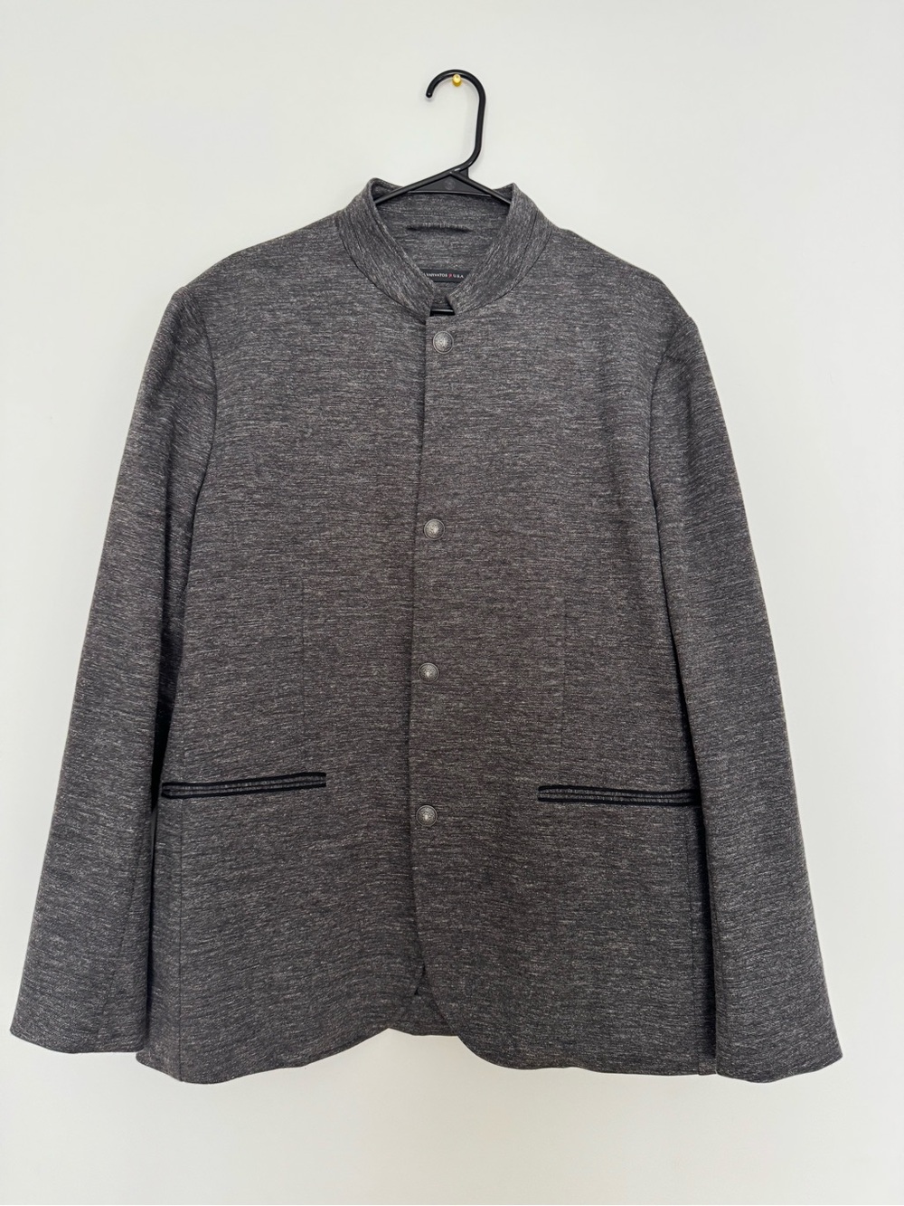 John Varvatos Heather Charcoal Button Bomber Jacket